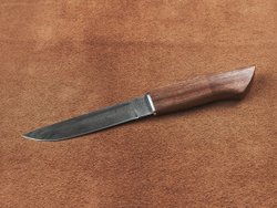 Финский нож Леуку, дамасская сталь, рукоять орех