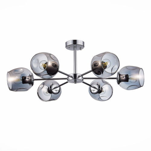 *SLE155402-06 Светильник потолочный Хром/Дымчатый E27 6*60W