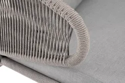 "Милан" диван 2-местный плетеный из роупа, каркас алюминий светло-серый (RAL7035) муар, роуп серый меланж круглый, ткань светло-серая