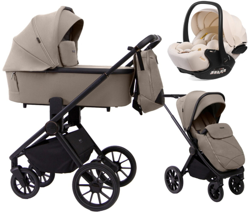 Детская коляска Peppy Monaco 3 в 1 с автокреслом Verona Beige Sandstone (песочный), рама черная