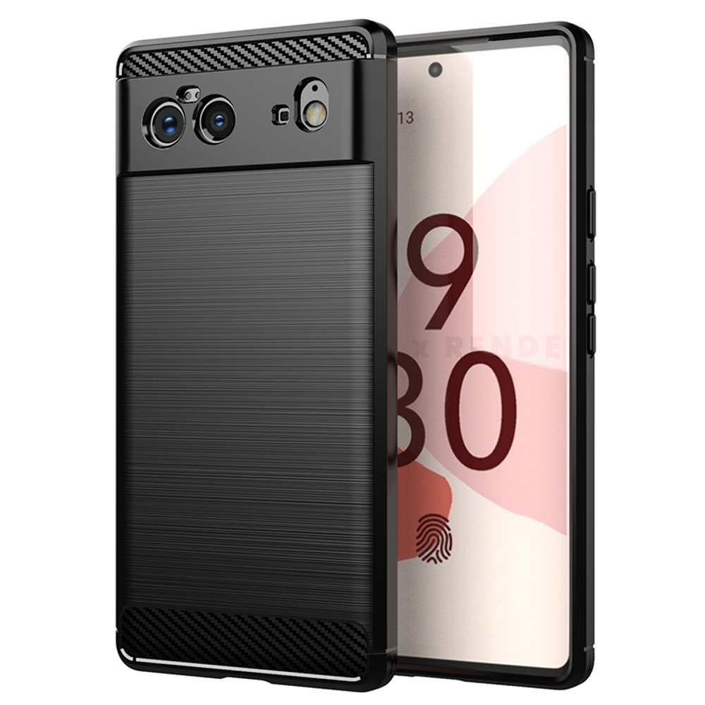 Чехол черного цвета в стиле карбон для телефона Google Pixel 6, серии Carbon от Caseport