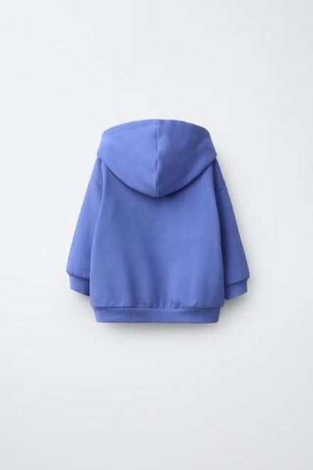 ZARA ОДНОТОННАЯ ТОЛСТОВКА НА МОЛНИИ, СИНИЙ