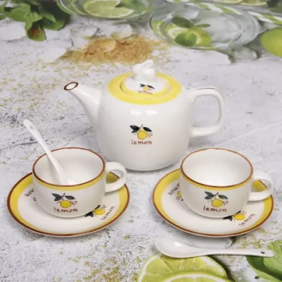 Чайный набор 5 предметов «Lemon classic» (чайник 500мл+2кружки+2блюдца)
