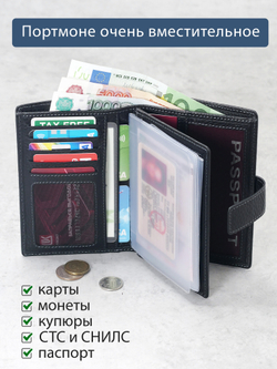 192 R - Портмоне 5в1 с отделениями для документов, RFID защитой