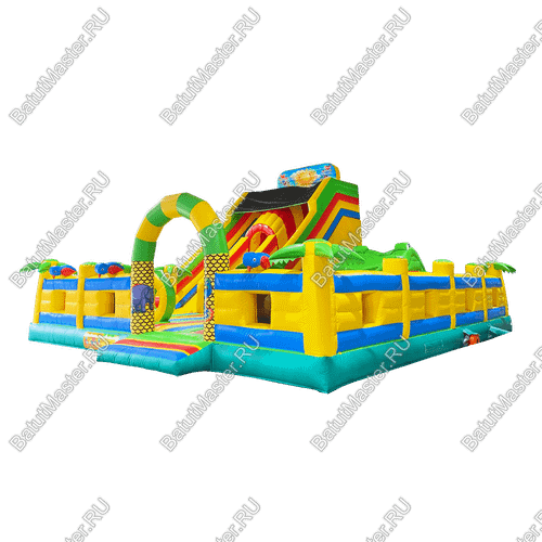 Надувной батут "Мульти-сафари крокодил" 11*10*7 м, с окнами по бокам