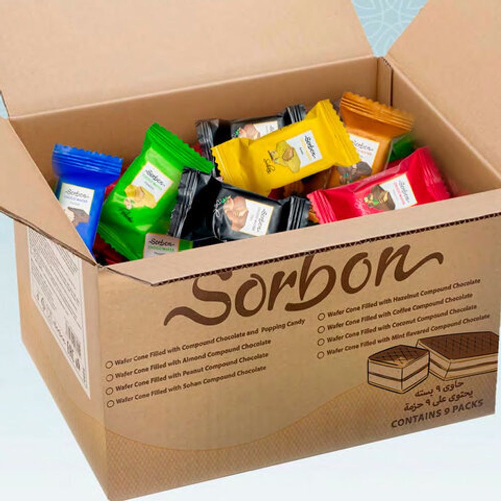 Конфеты мини-вафли в индивидуальной упаковке SORBON "Ассорти Радуга", 1500 г