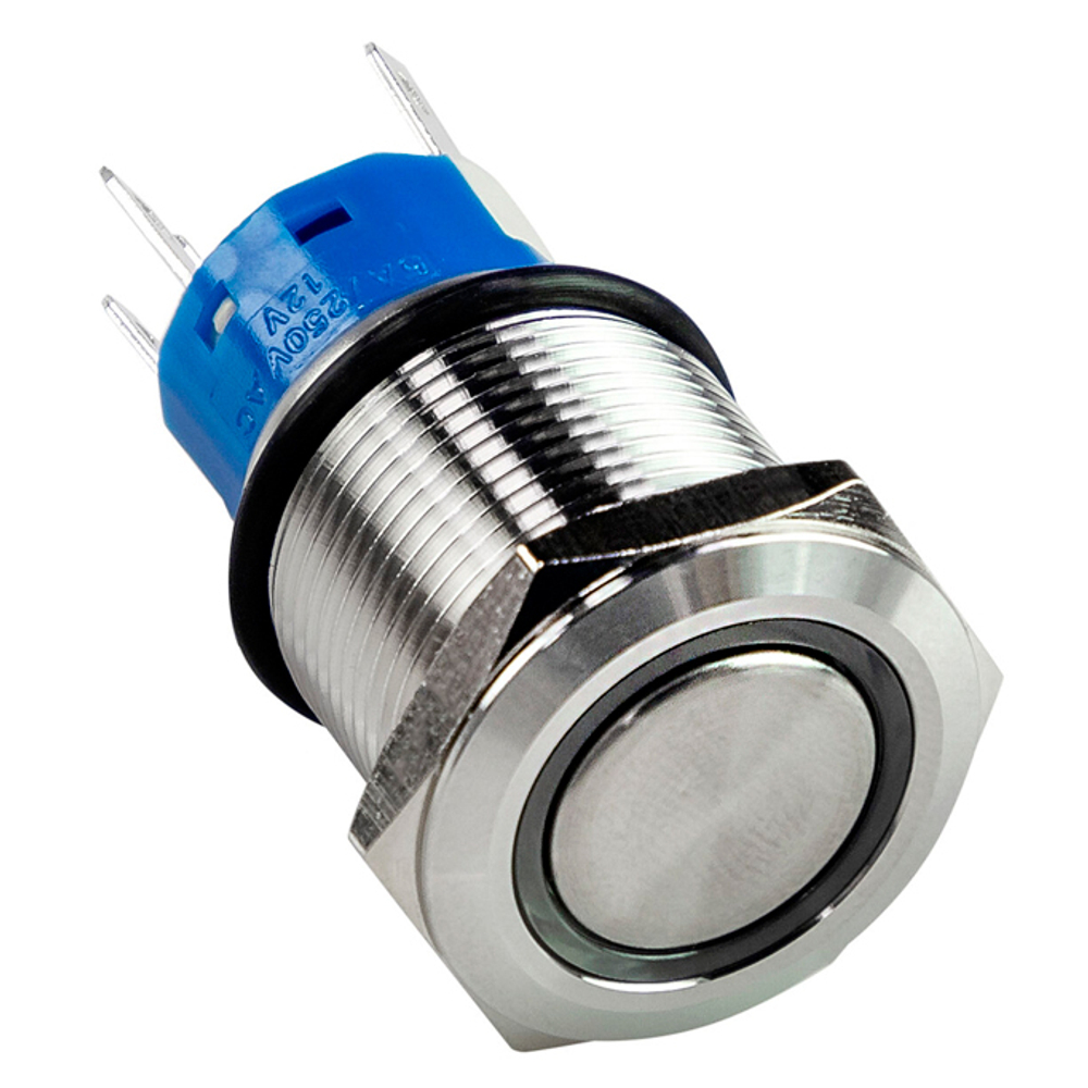 Кнопка нержавеющая OFF-ON с фиксацией 12В 5А, OFF-ON 5P