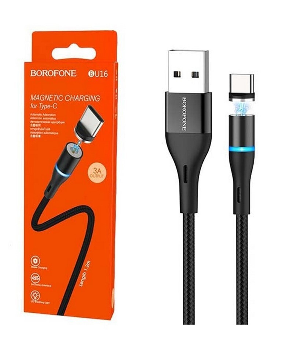 Кабель USB - TypeC BOROFONE BU16 магнитный (черный) 1м