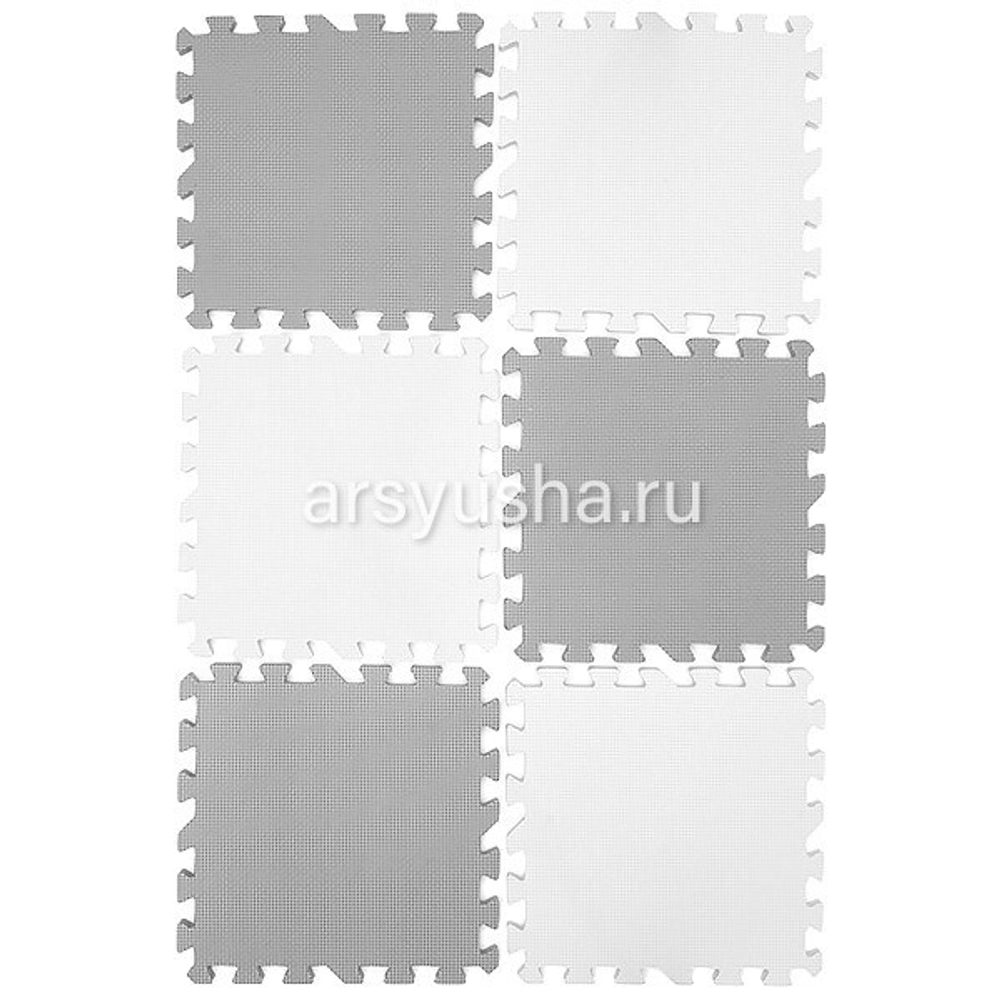 Коврик-пазл EcoCover (6 плит 30х30х1,4см, 0,54кв.м./уп) Бело-серый Бело-серый