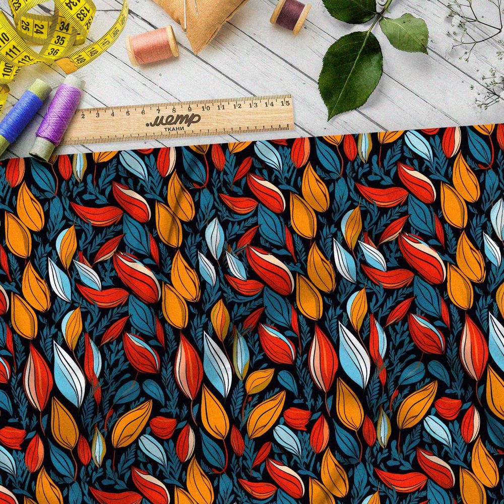 Ткань премиум интерлок абстрактное разнообразие