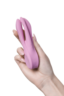 Вибростимулятор Satisfyer Threesome 1, силикон, розовый, 14 см