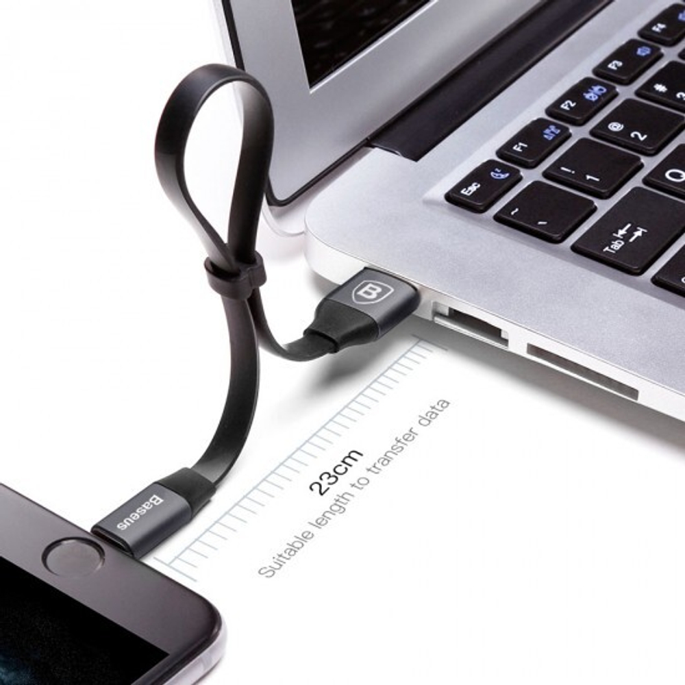 USB дата кабель Baseus Nimble Portable Cable for iPhone 23см, 010844 Черный + красный