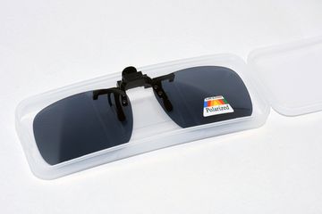 Клипса солнцезащитная поляризационная с UV на защелке 40х62 серая 301