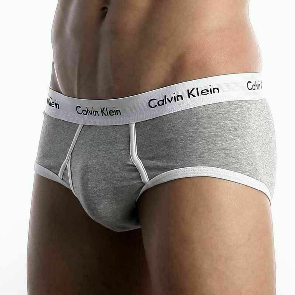 Мужские трусы брифы Calvin Klein 365 Grey White Brief