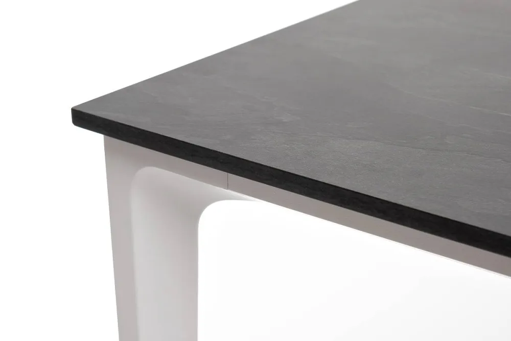 "Малага" обеденный стол из HPL 90х90см, цвет "серый гранит", каркас белый