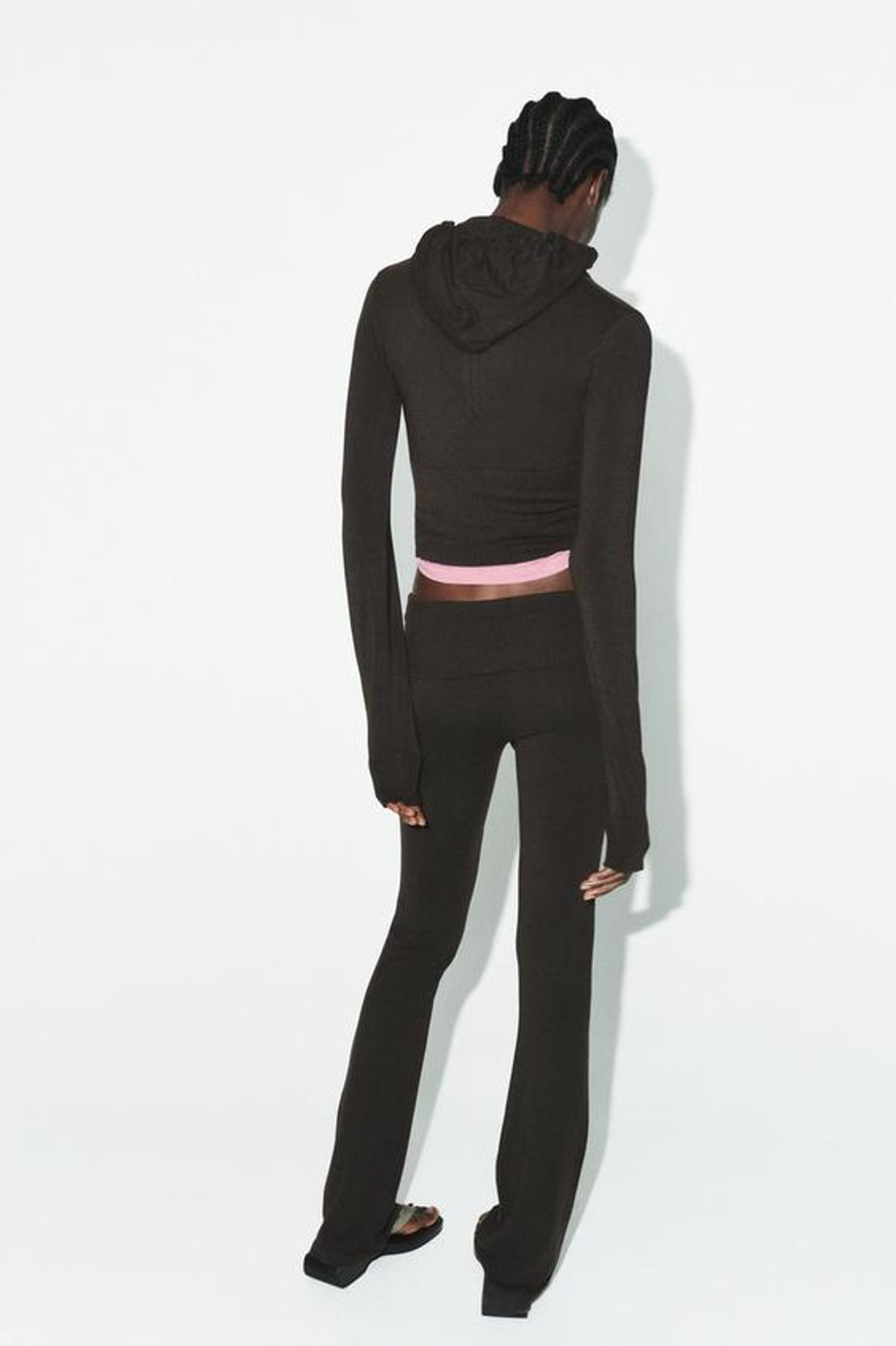 ZARA БЕСШОВНЫЕ БРЮКИ FLARE, КОРИЧНЕВЫЙ МЕЛАНЖ