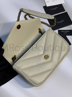 Женская сумка Yves Saint Laurent Small Loulou Matelasse молочного цвета маленькая
