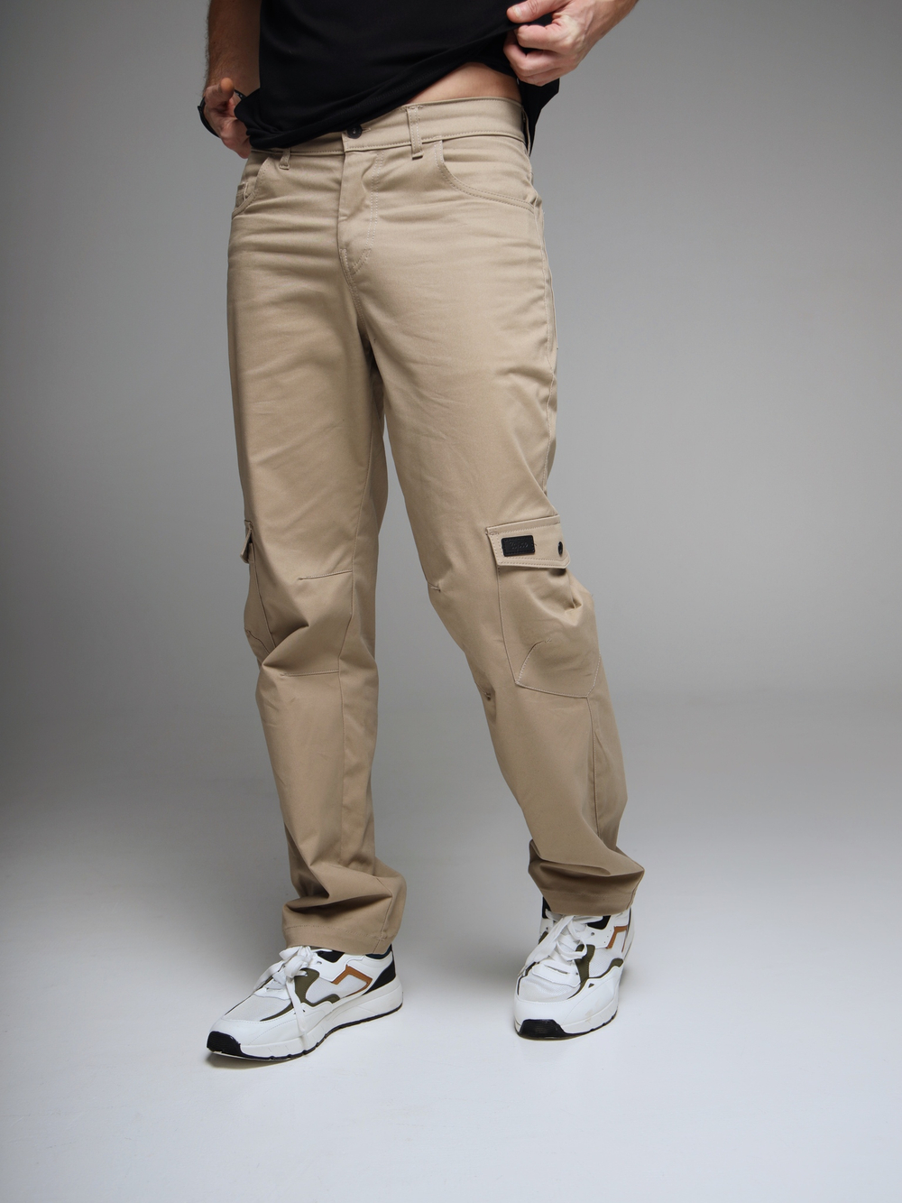 Брюки карго мужские без манжет бежевый коричневый песочный Город Горький