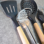 Набор кухонных принадлежностей 10 предметов SA-KW100BK, силикон, нерж, дерево, цвет черный
