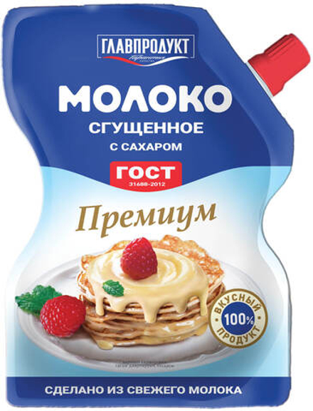 Премиум Молоко сгущ.с какао ГОСТ 250гр дой-пак Главпродукт