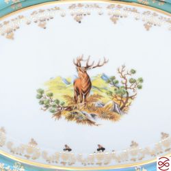 Блюдо овальное Repast Охота зеленая Мария-тереза 29 см