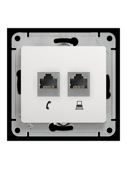Розетка компьютерная + телефонная 2-м СП Glossa RJ45 + RJ11 кат.5E механизм бел. SE GSL000185