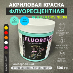 Краска AcidColors FLUORESCENT NEON акриловая Флуоресцентная художественная, Бирюзовый