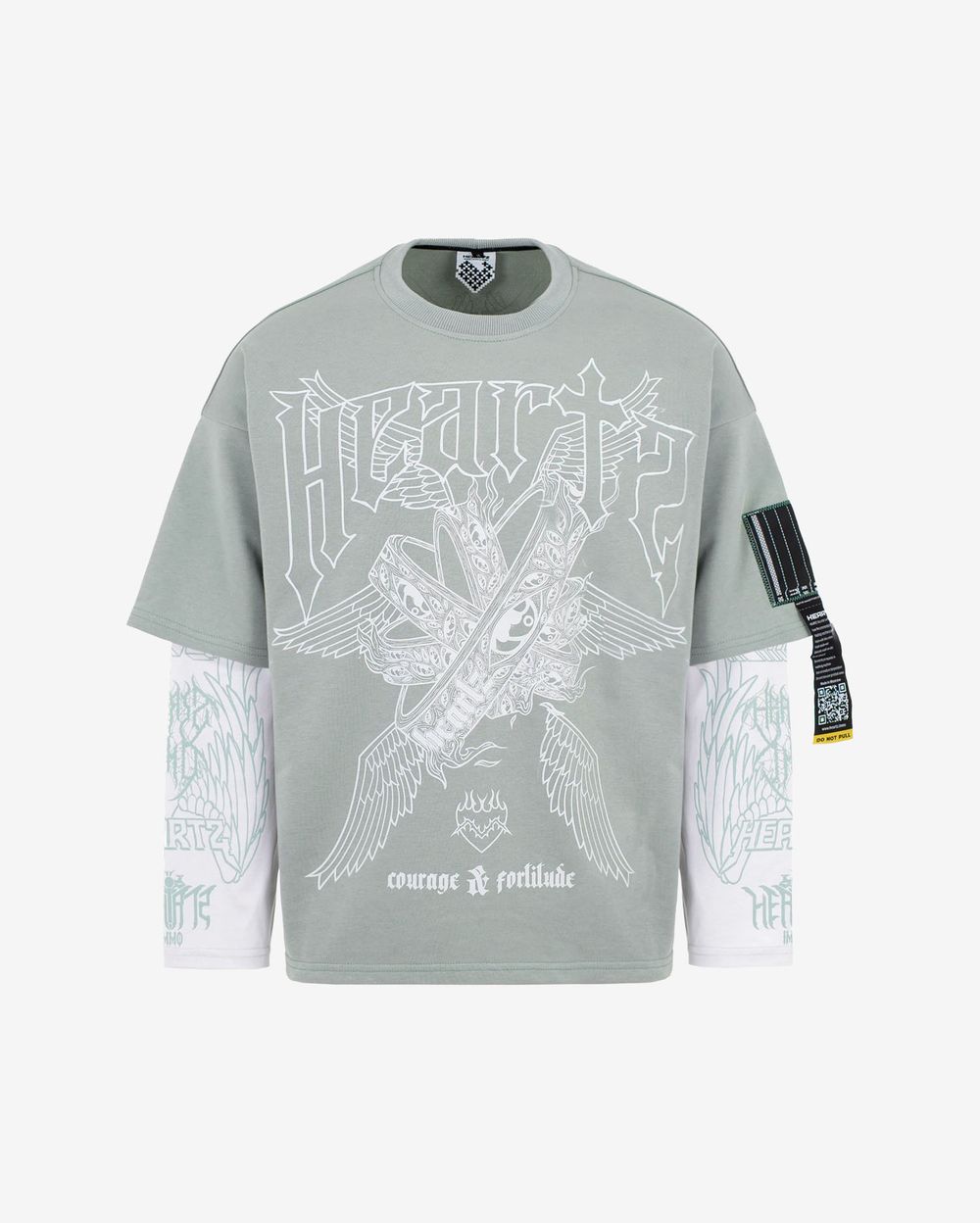 Лонгслив Heartz Courage & Fortitude Layered Kimono Light-Green