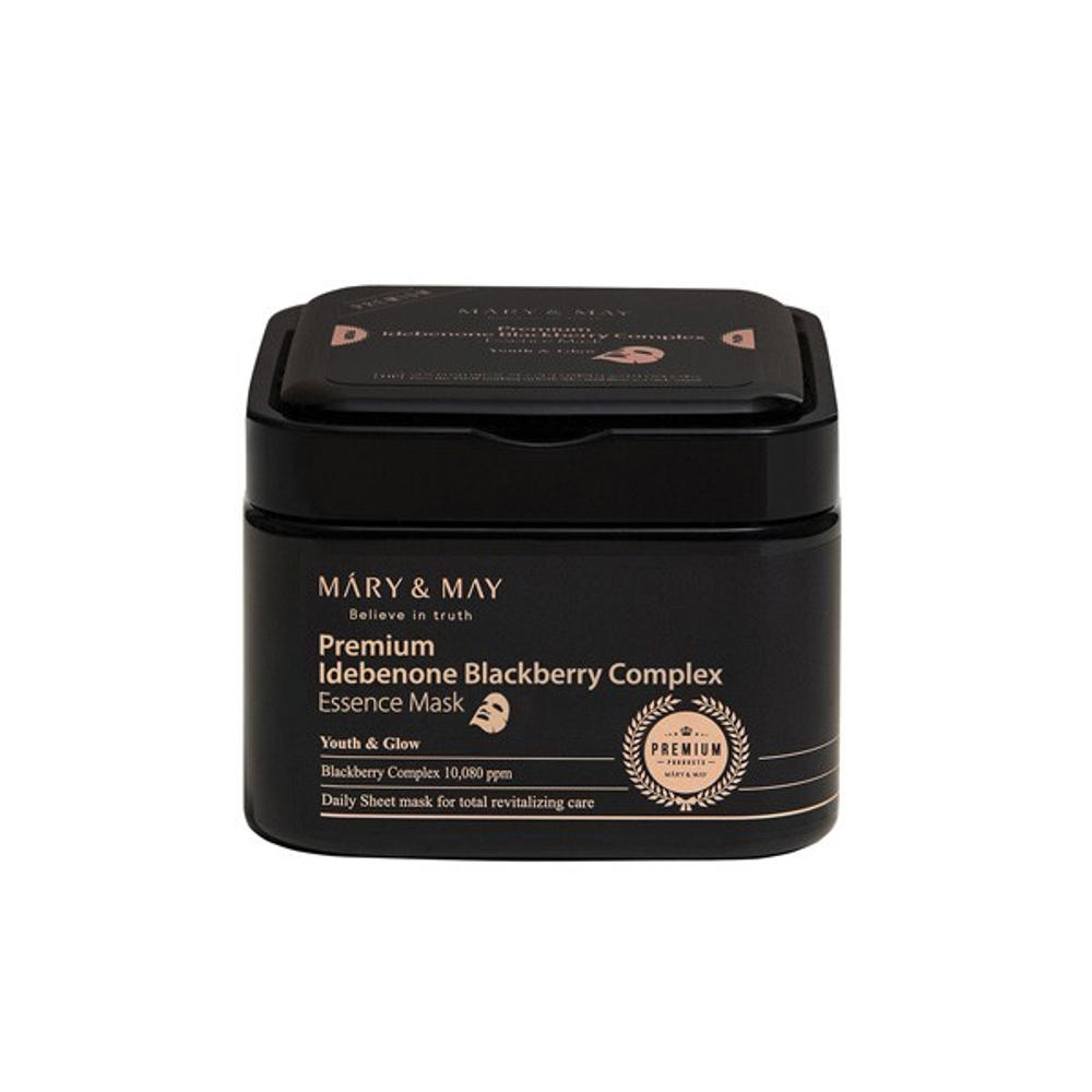 Набор масок с комплексом идебенона и ежевики Mary&May Premium Idebenone Blackberry Complex Essence Mask