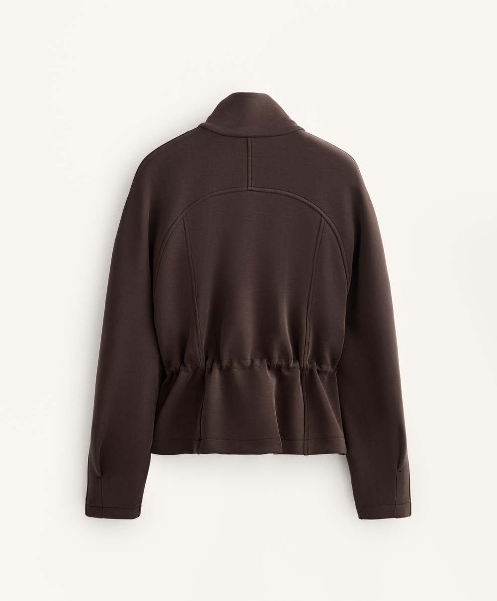 Oysho Укороченная куртка с регулируемой талией из модала с начесом, коричневый