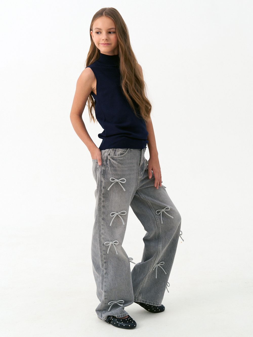 Джемпер топ с горлом 1208 синий