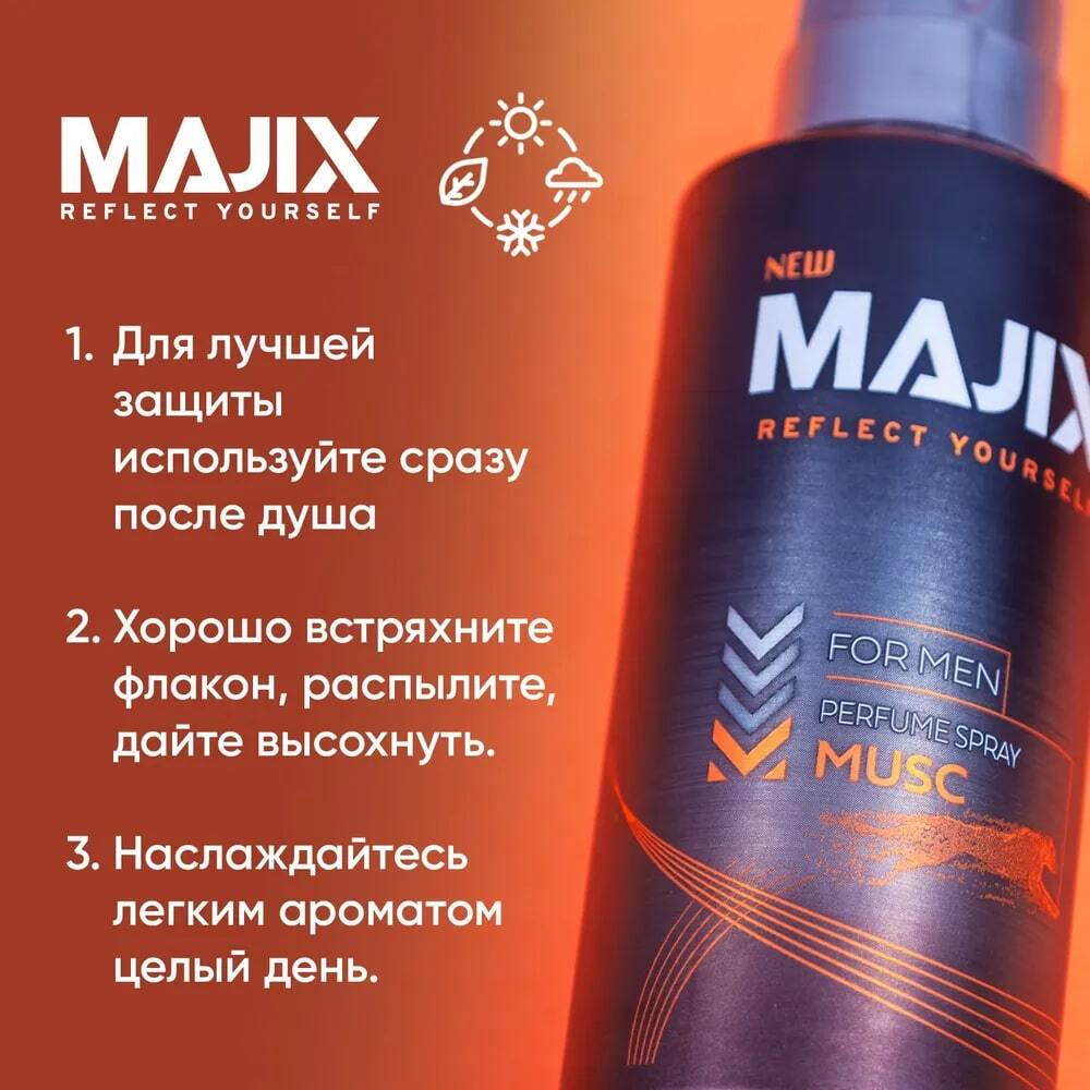 Дезодорант мужской спортивный Majix Musc 150 мл