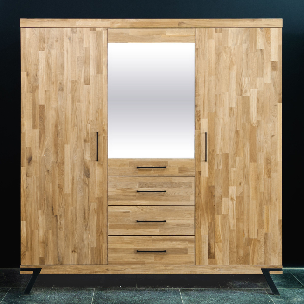 Шкаф для одежды 180х62х190, Флеверс, распашной для одежды, массив дуба, на металлических ножках, Dipriz