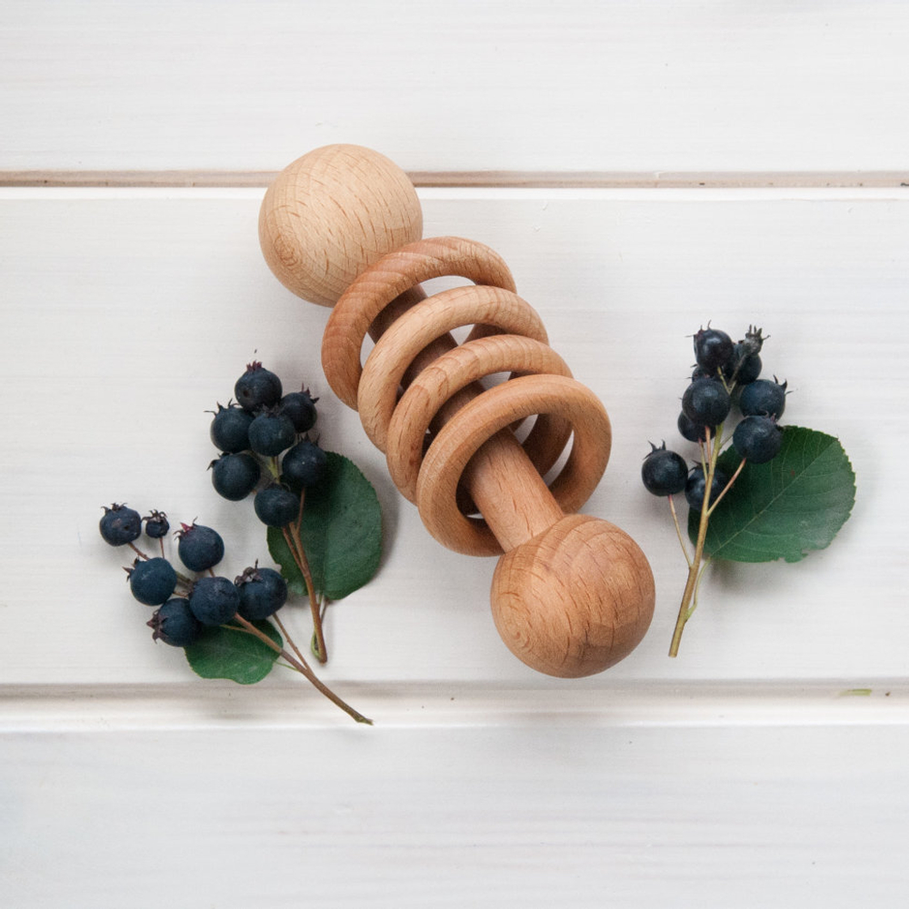 Деревянная погремушка Колечки на палочке Леснушки