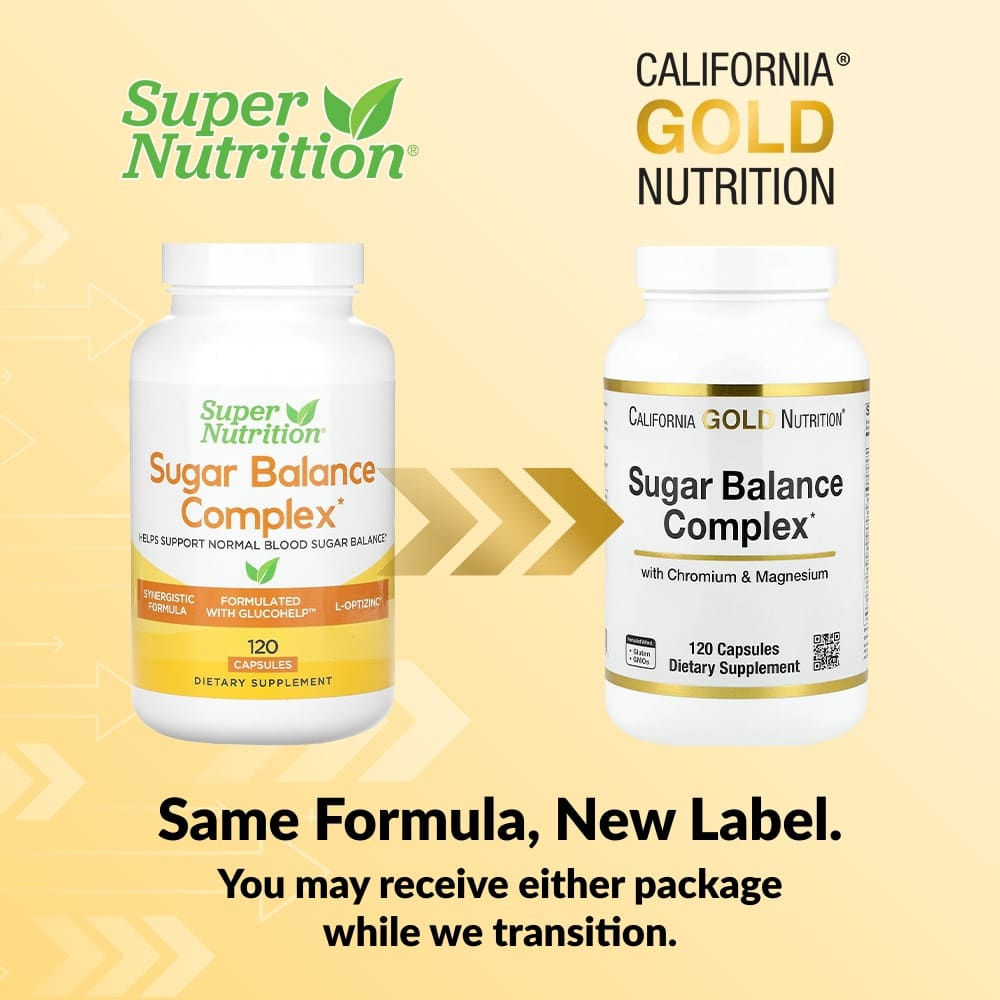 California Gold Nutrition, комплекс для поддержания уровня сахара с хромом, джимнемой, гинкго билоба и расторопшей, 120 капсул