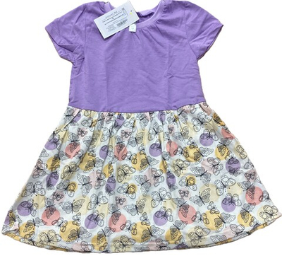 Платье летнее для девочки из хлопка с коротким рукавом и карманами на рост 80,104