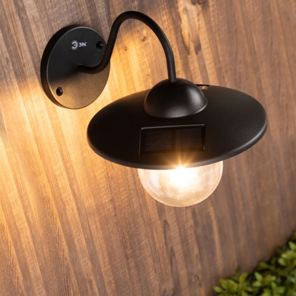 Светильник уличный ЭРА ERASF22-38 на солнечных батареях настенный Ретро 1 LED | Садовые фасадные светильники