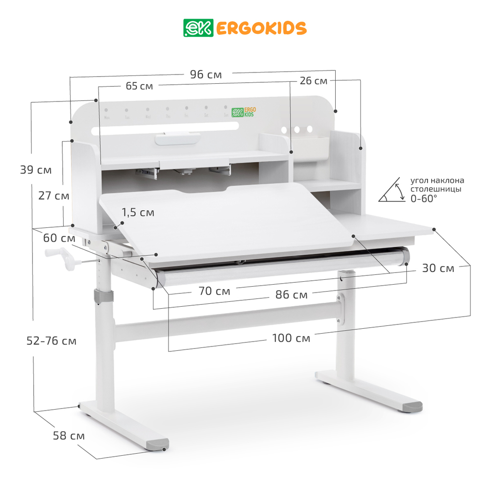 Растущая парта Ergokids Argo