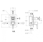 Встраиваемый смеситель для душа на 3 выхода ADAGIO 911513SOC золото