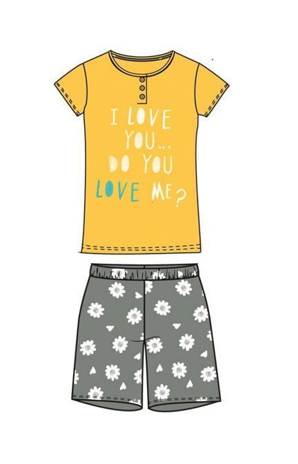 Пижама Sunflower: футболка и шортики (Размер: S) (Цвет: серый меланж)