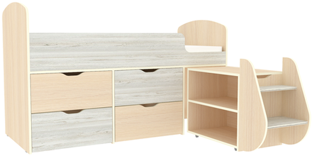 Кровать-чердак КарИВи Малыш 7  Дуб Молочный Винтерберг