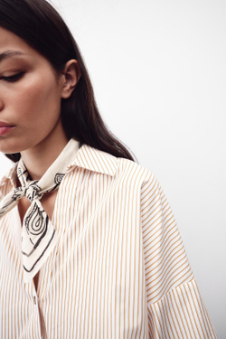 ZARA ХЛОПКОВАЯ БАНДАНА С ПРИНТОМ, ЭКРЮ