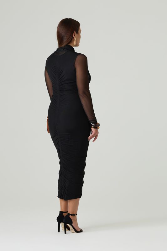 Платье из сетки с драпировкой, черный