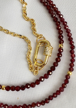 Нить-трансформер на карабине с гранатом, оттенок золото