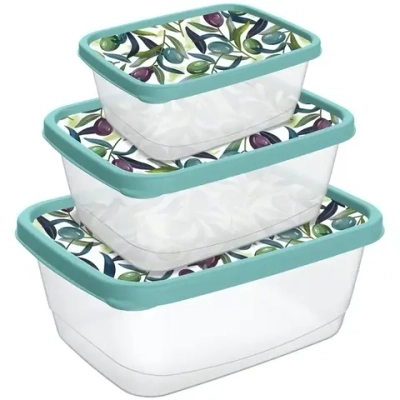 Набор контейнеров для продуктов 3 шт (0,5л+0,85л+1,5л) зеленый