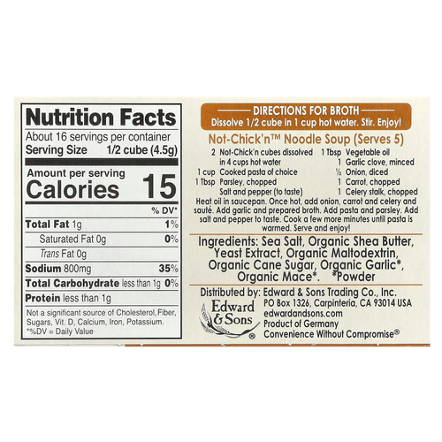 Edward & Sons, Not-Chick'n™, бульонные кубики, 8 шт.