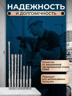 Бур для перфоратора по бетону 8шт