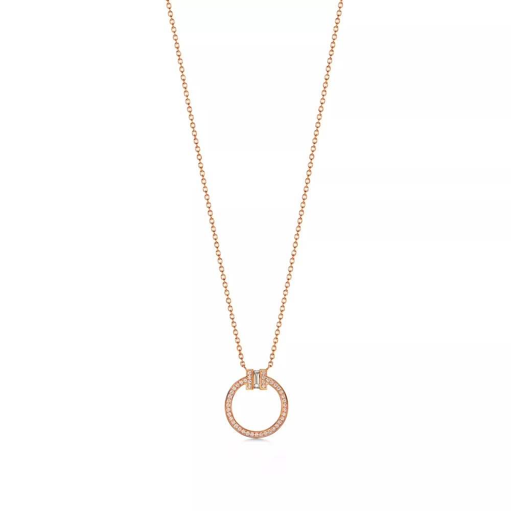Подвеска из розового золота 18k с бриллиантами, Tiffany 💠 T collection - Единственная в наличии