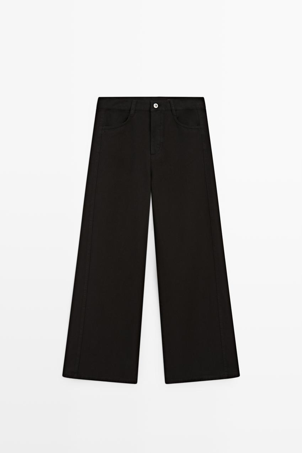 Massimo Dutti Свободные джинсы с широкими штанинами, черный