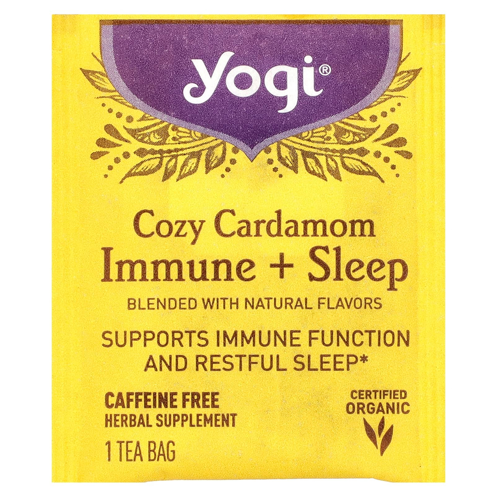 Yogi Tea, Cosy Cardamom Immune + SleepTea, без кофеина, 16 чайных пакетиков, 32 г (1,12 унции)